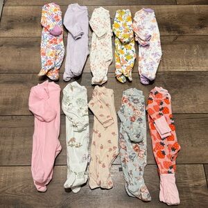 Baby Girl 10 Pairs of Sleep N Play Footed Pajamas: Size Newborn